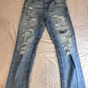 Buckle Men's Light Blue Distressed Jeans